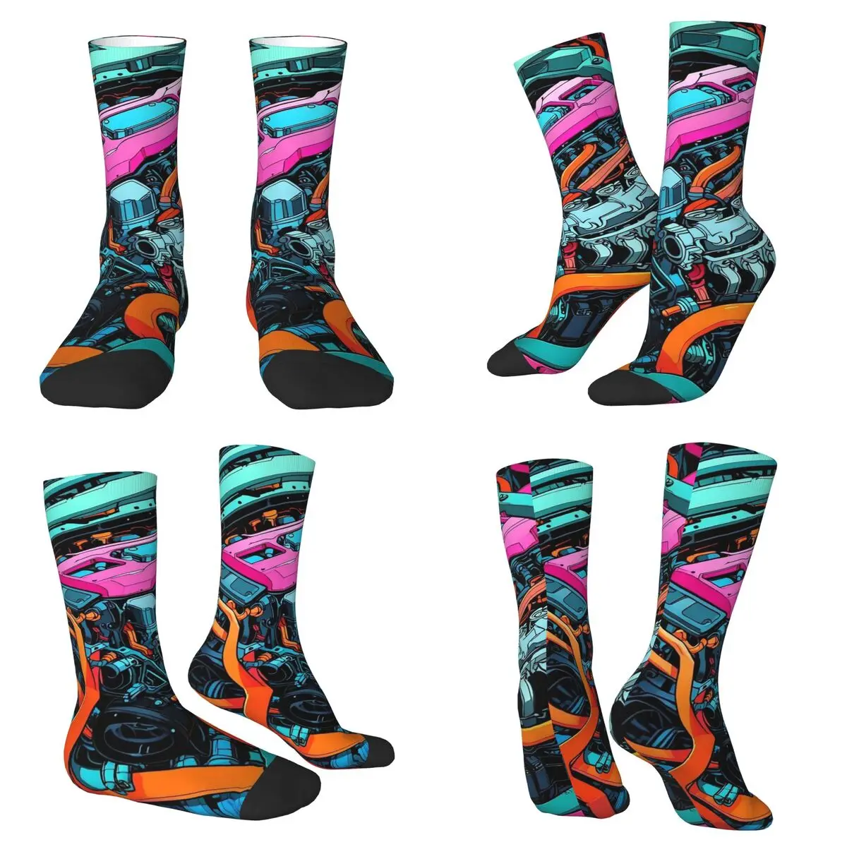 

Механические красочные креативные носки, впитывающие пот чулки, всесезонные длинные носки, аксессуары для мужчин и женщин, подарок на день рождения