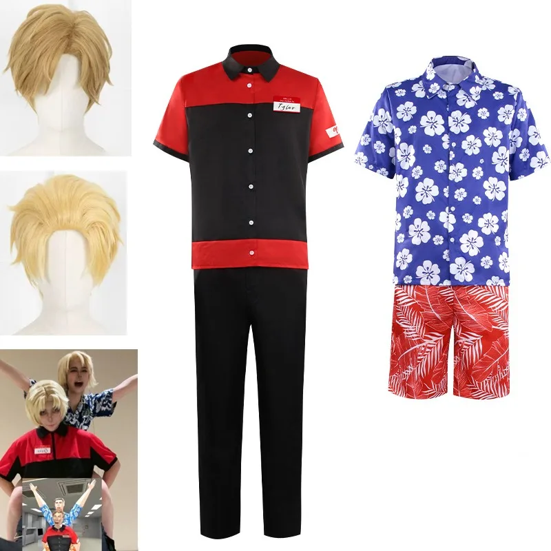 Traje de Cosplay de Disney Tyler para hombre, uniforme de terror, traje de fiesta aterrador con insignia de peluca, ropa de Cosplay para Halloween y Carnaval