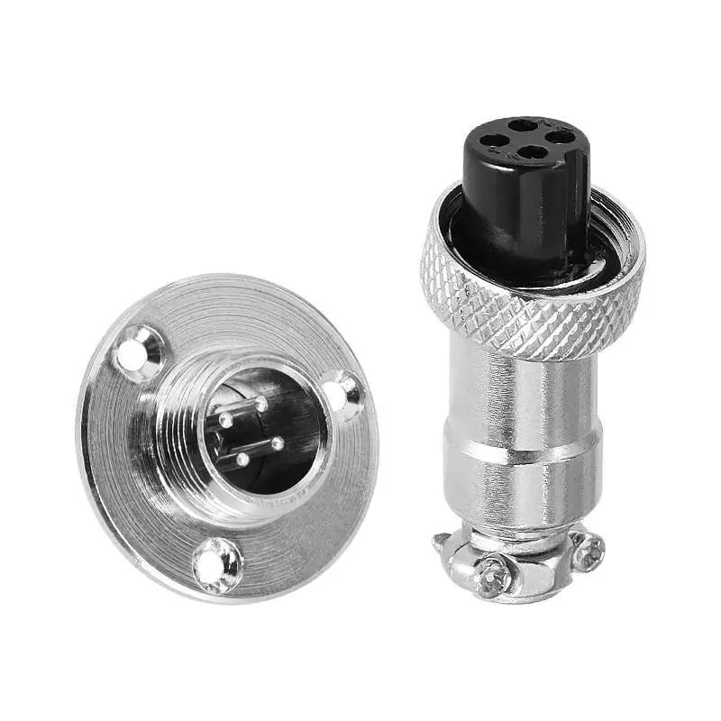 Aviation Round Flange Copper Silver Plated GX12-2 3 4 5 6 7 Core Connector Plug Socket 2P 3P 4P 5P 6P 7P flange plug 12mm male