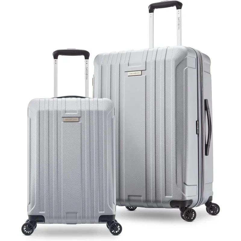 Hardside Spinner Wheel Luggage, Silver, 2-Piece Set