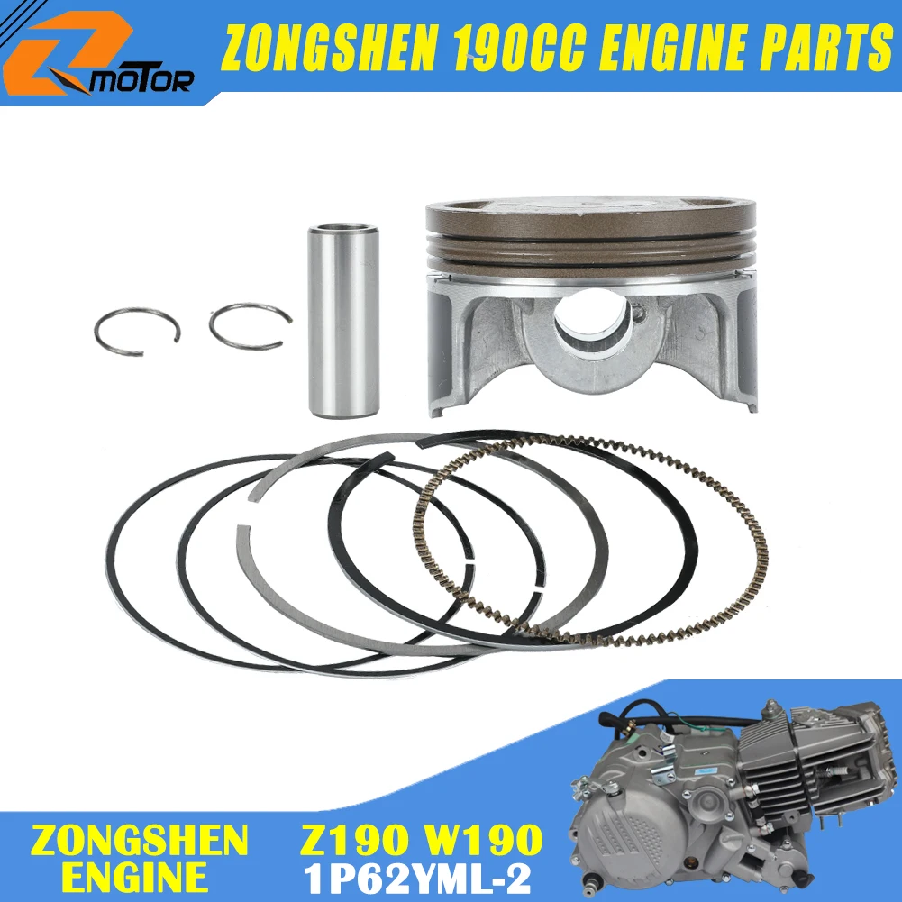 Motorcycle 62mm Piston And Piston Ring Kit For ZongShen ZS 190cc Z190 W190 1P62YML-2 Engine Dirt Pit Bike ATV Quad