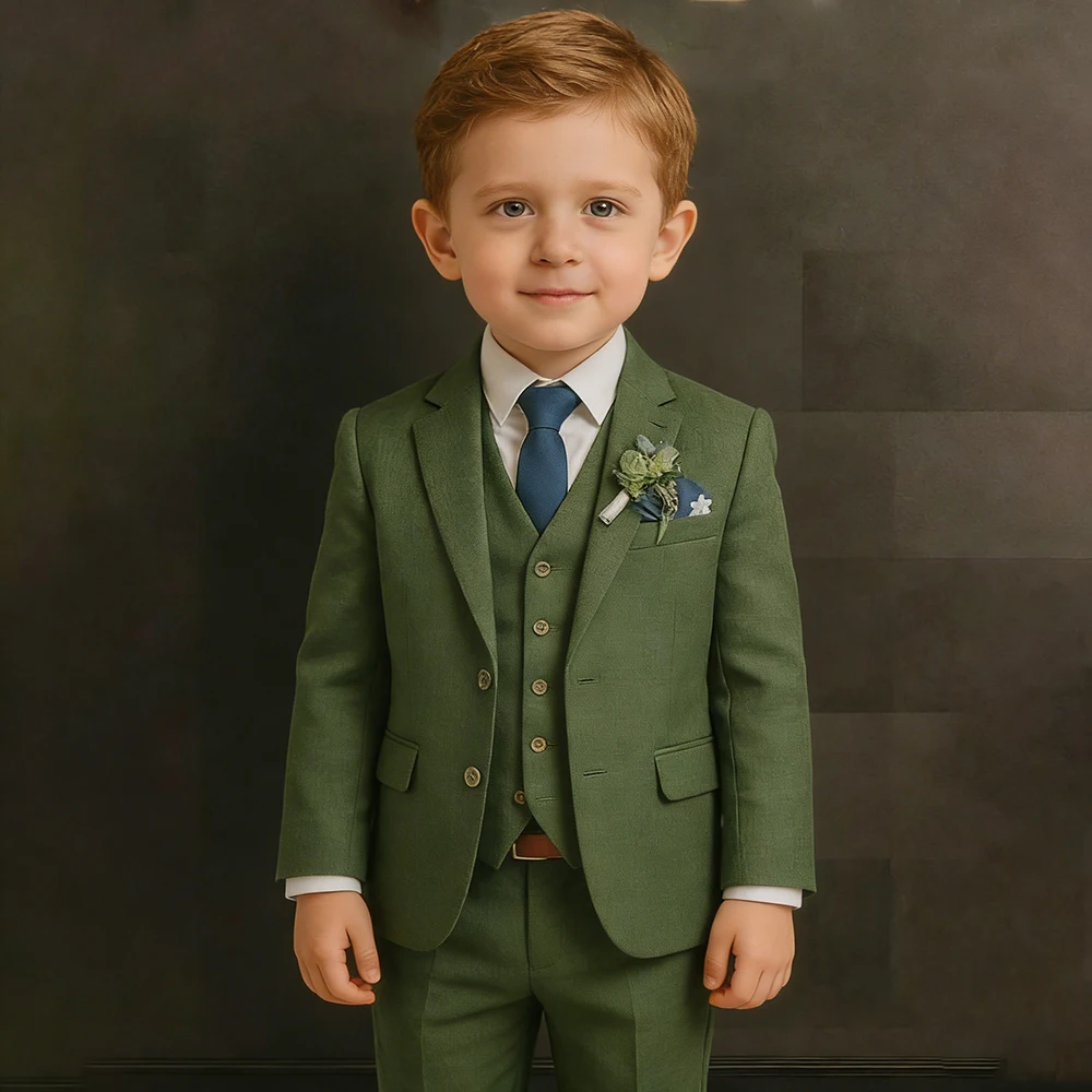 

Детские костюмы на заказ, роскошный свадебный пиджак для мальчиков, куртка из трех предметов, брюки, жилет, полный комплект, детская одежда высокого качества, костюм