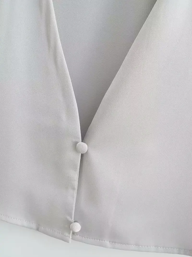 TRAF 2023 Summer Women Vintage Solid Silk Suit Buttons Super-Short Shirt+Zipper Sheath Long Skirt Sexy Women Elegant Sets
