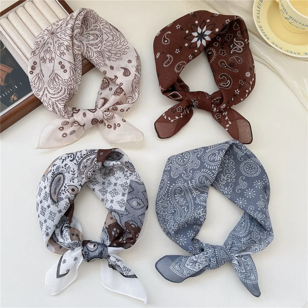 Fashion Printing Silk Small Square Scarf Summer Scarf Women\'s Versatile Small Scarf Head Band Hair Accessories