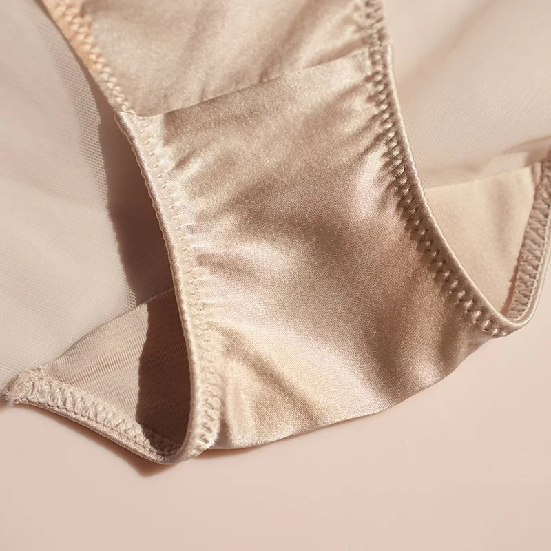 Birdtree 89% التوت الحرير 11% دنة المنشعب سراويل، المرأة منتصف الخصر Traceless تنفس الدانتيل ملخصات، 2025 جديد P58112JF