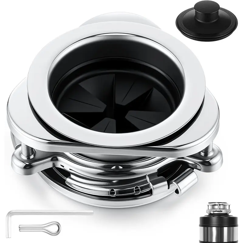 ABUG-For Insinkerator Model Compatible Garbage Disposal Flange 3 Bolt Stainless Steel Kitchen Sink Mounting Kit With Stopper