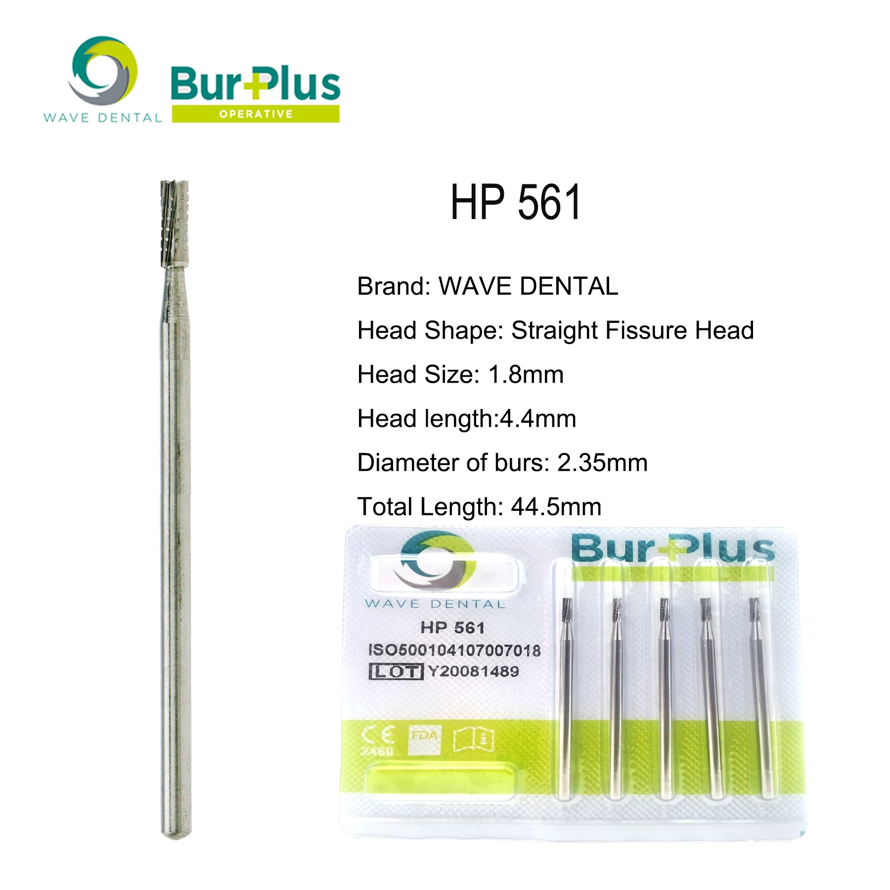 WAVE Dental carburo di tungsteno dritto Fissure Slow Burs punte da trapano dentali per manipolo dritto o manipolo Micro motore