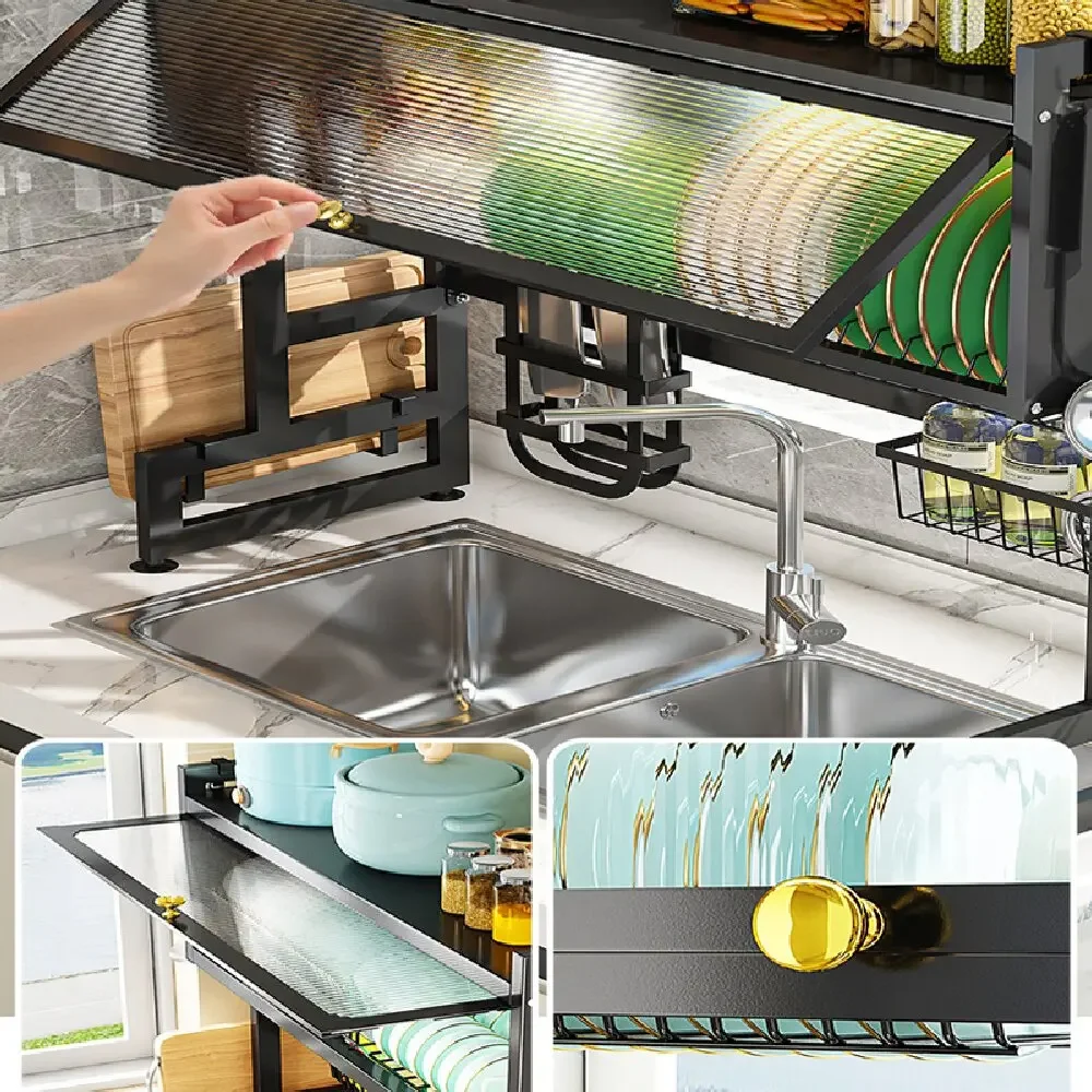 Door Dust-Proof Cutlery Board Drain Rack Seasoning Tableware Draining Dust proof Bowl Plate Over The Sink Dish Drying Rack