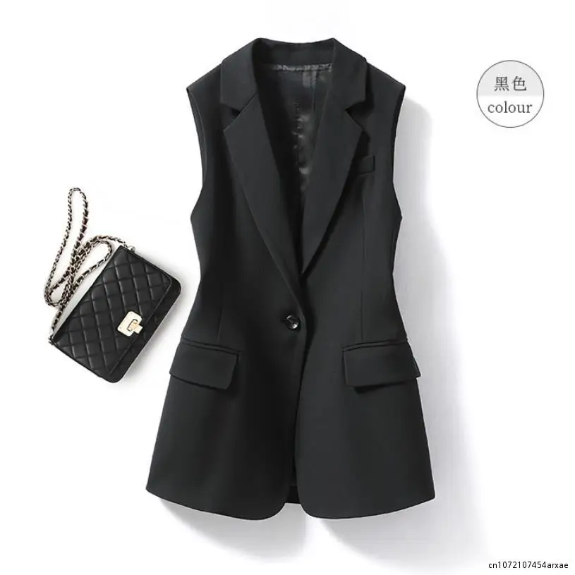 

Blazer Vest Outwear Womens Sleeveless Jacket Tops Belt Waistcoat Korean Style Fashion Classic Business Chic Gilet Casual Femme