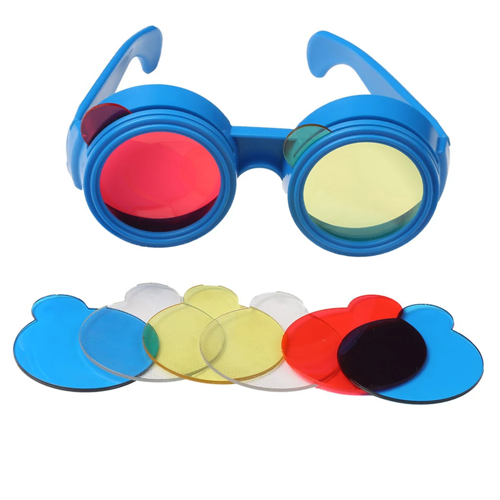 Serie de investigación científica educativa divertida para niños, mezcla de colores, gafas de tres colores primarios, juguetes para niños, gafas DIY