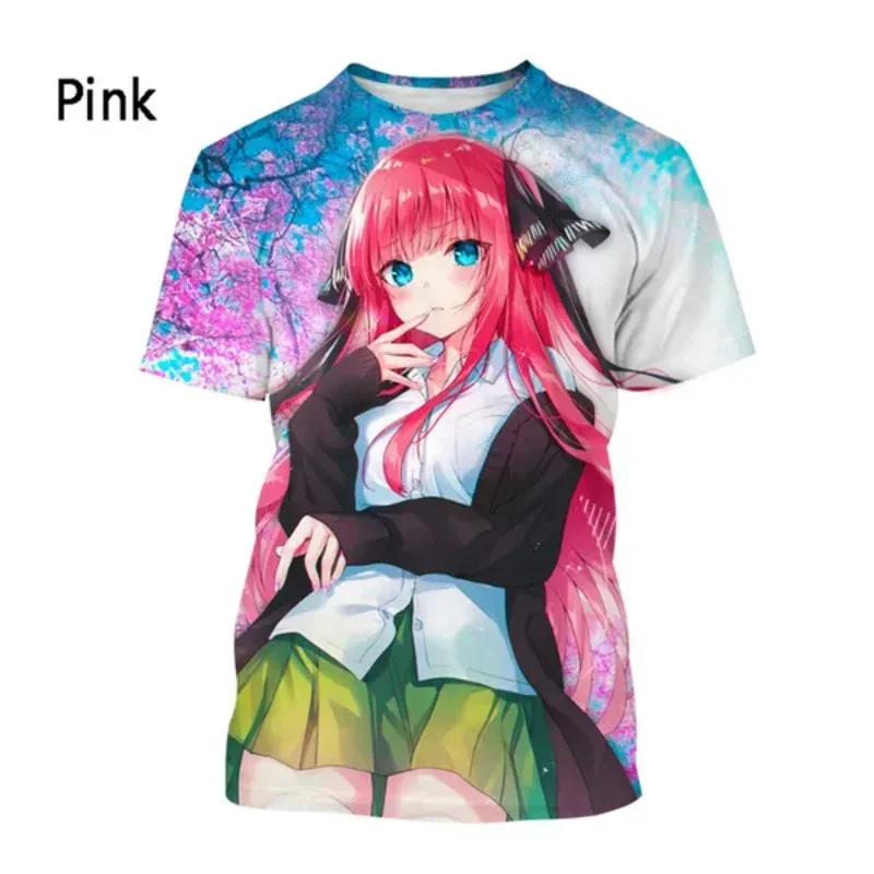 Fashion Men Clothing Anime The Quintessential Quintuplets Nakano Miku 3D Print T-shirt Harajuku Street Unisex Oversized T Shirt