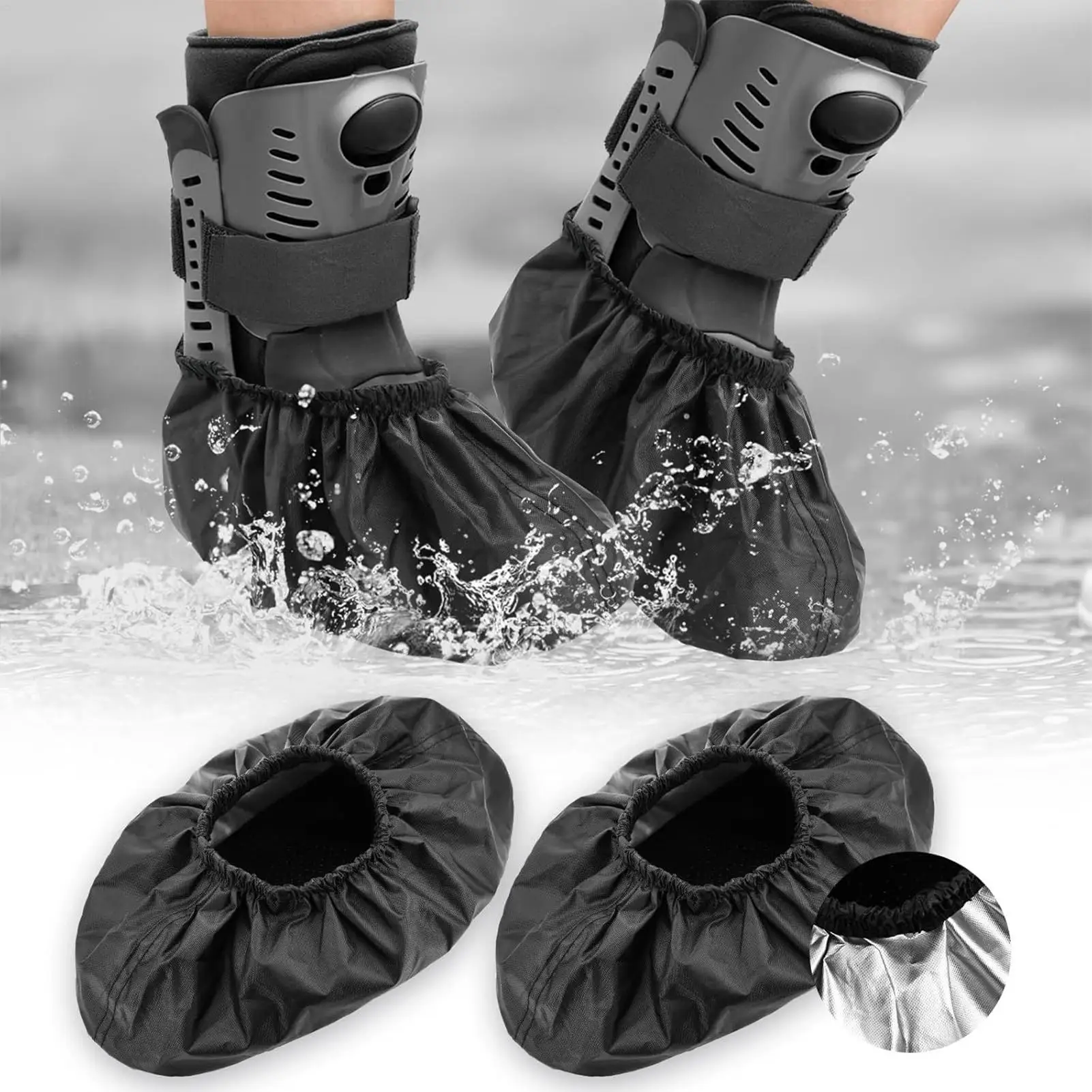 

Walking Boot Cover 2 Pieces Non-Slip Waterproof Shoe Covers Bathroom Aids for Home Daily Supplies Shower Indoor Outdoor Support