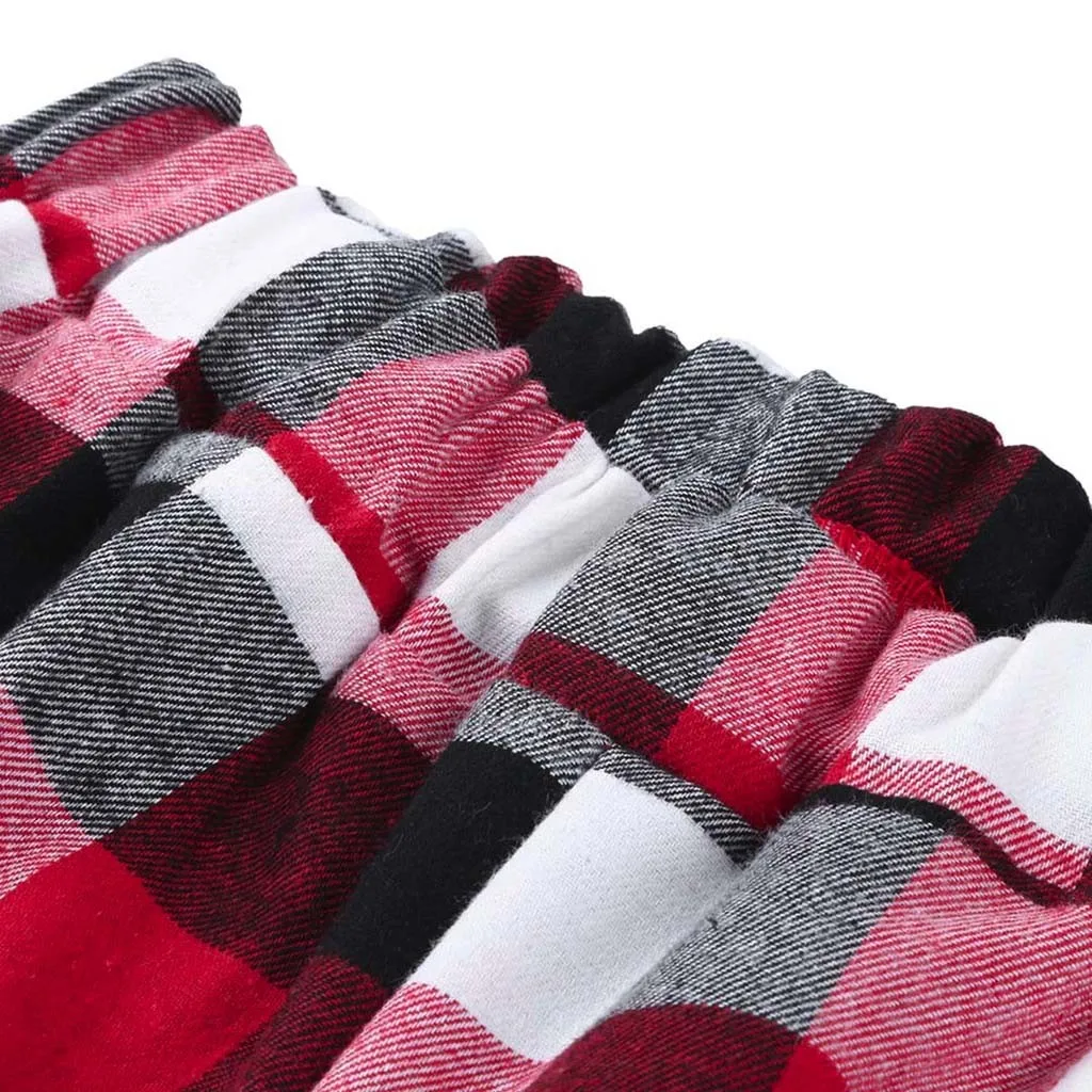 Christmas parent-child clothing women\'s home clothing set Women Long Sleeve Tops+Plaid Print Pants Family Clothes Pajamas