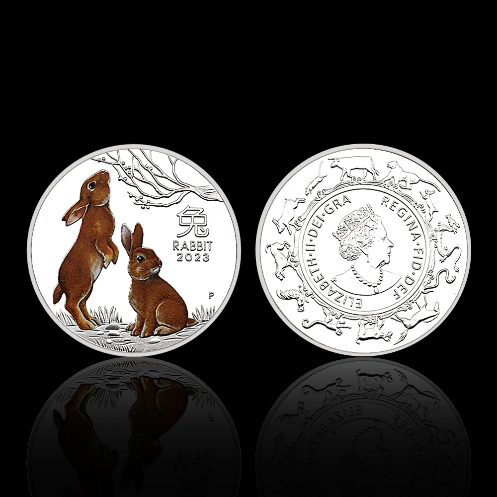 2023 Year of The Rabbit Silver Coins Australia Animal Commemorative Medal Elizabeth II Souvenirs Chinese Zodiac New Year Gifts