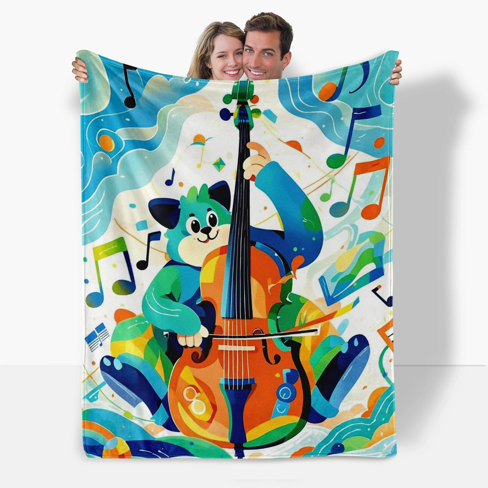 Cartoon Bear Playing Cello Blanket Adds Infinite Fun To Music Festivals Ideal For Family And Friends