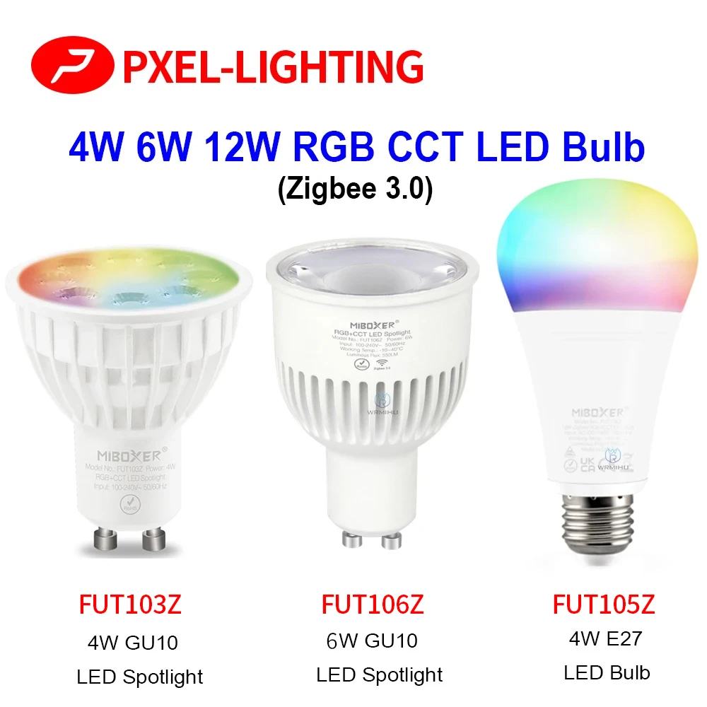 

Умная лампа Miboxer, 4 Вт/6 Вт/12 Вт, GU10, E27, RGB + CCT, точечный светильник (Zigbee 3,0), FUT103Z, 220 В переменного тока, в, Wi-Fi, управление через приложение, голосовое управление