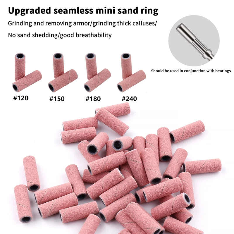【Nail Mini Sanding Ring Bands 3MM Electric Manicure Nail Drill Bits 120/150/180/240 Grit Gel Nail Polish Removal Manicure Tool】