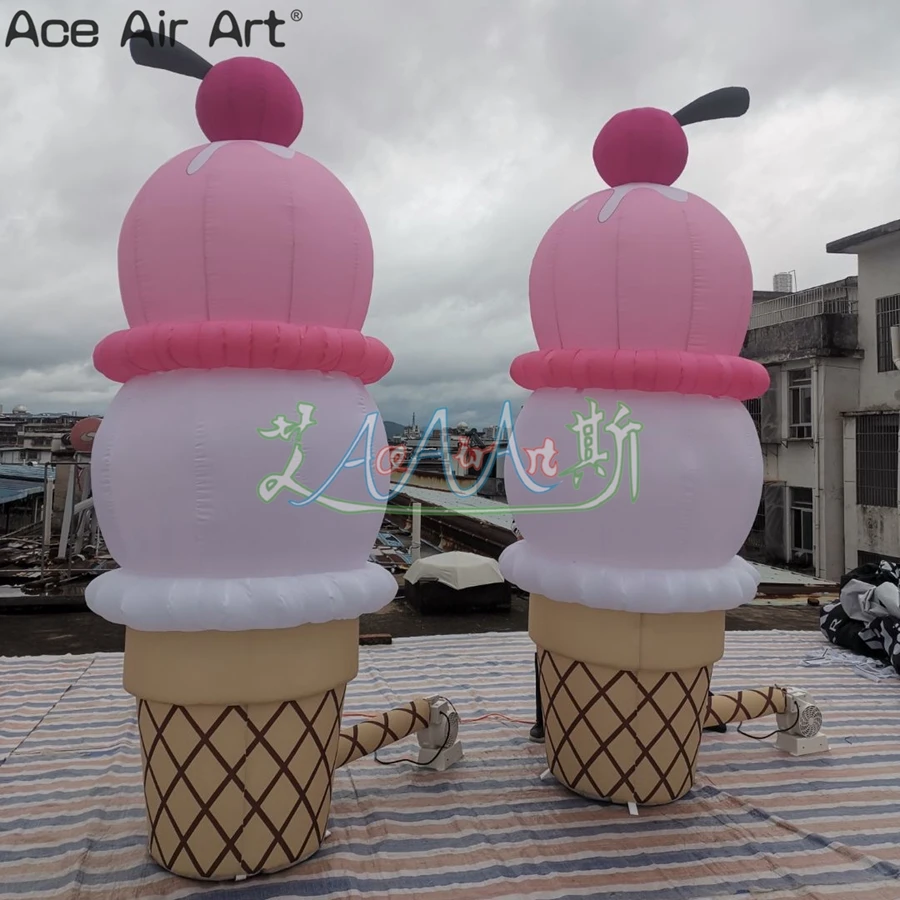 

3mH Giant Inflatable Ice Cream Model with Led Lights for Advertising Promotion