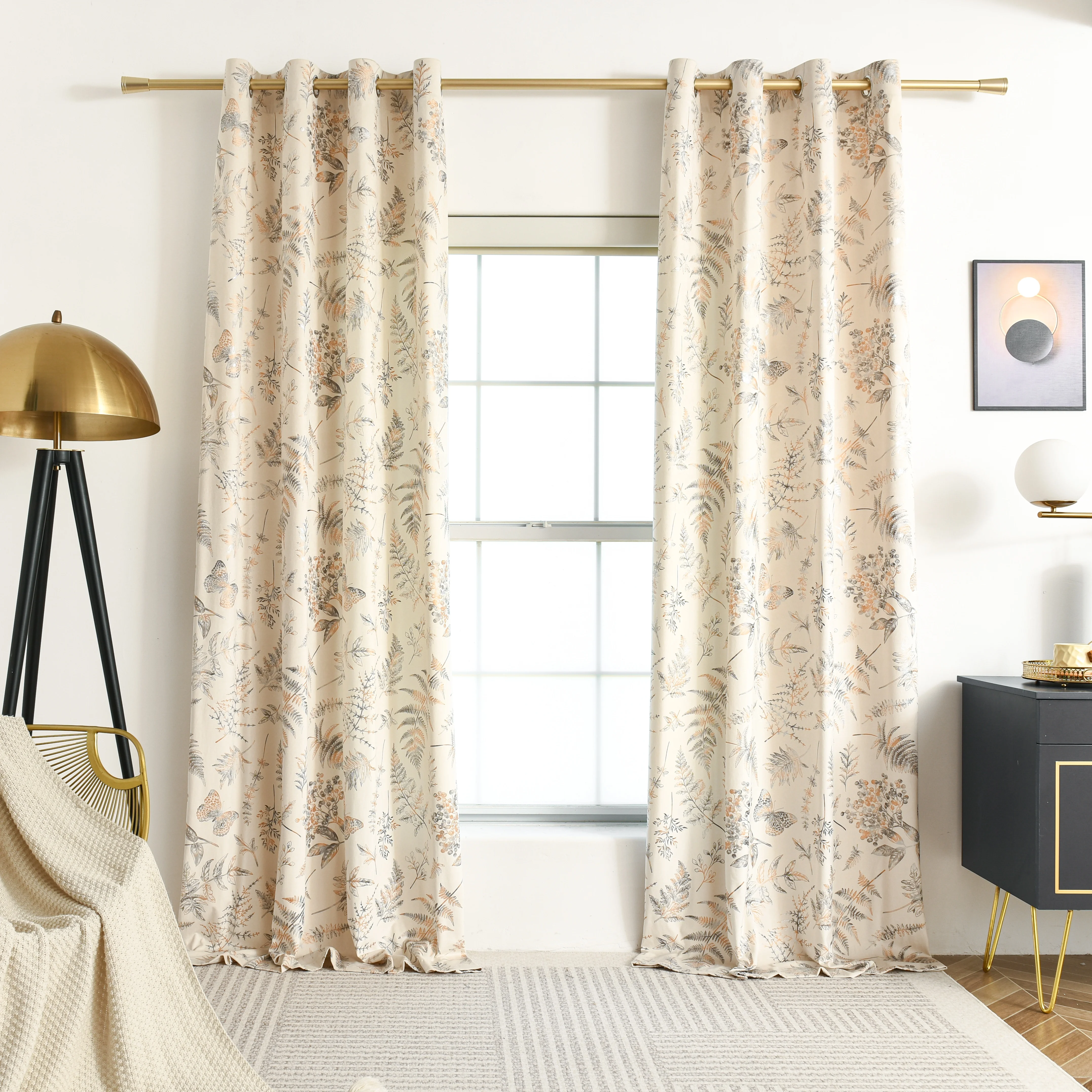 

2 шт. бархатные шторы с золотой фольгой-бабочкой, легкая фильтрующая ткань, спальня/гостиная, декоративная отделка окон для дома