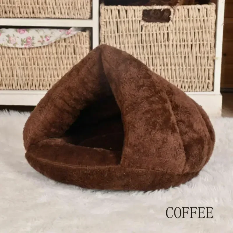 Pet Dog Cat Cave Igloo Bed Basket House Kitten Soft Cozy Indoor Cushion Kennel Warm Washable Nest