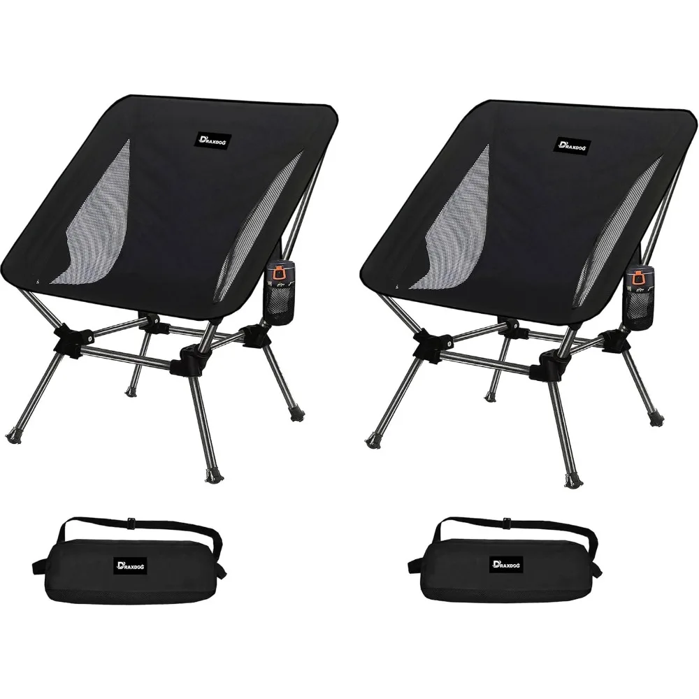 Camping Chair 2 Pack, Compact Backpacking Chair, Portable Folding Chair, Beach Chair with Side Pocket