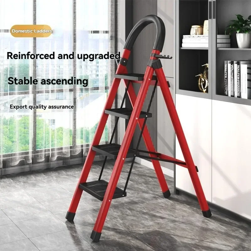 Portable Multi-Layer Folding Ladder, Household Steel Folding Ladder, Widened Pedal anti Slip Folding Ladder, Zigzag Ladder