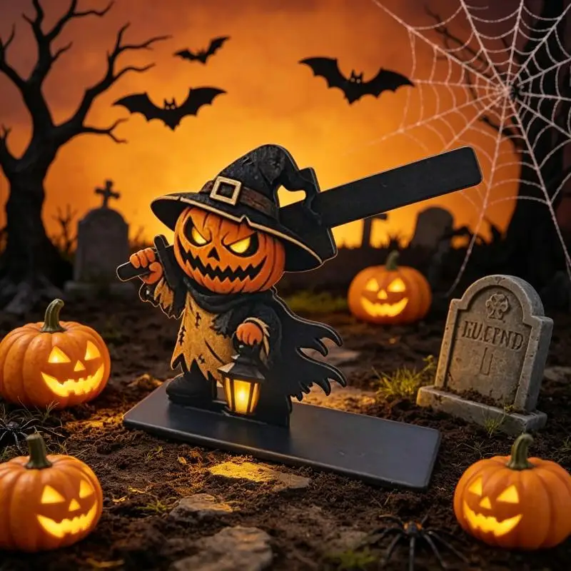 Wooden Grim Reaper Skeleton Decor Funny Cartoon Ornaments For Halloween Home Tabletop Decor