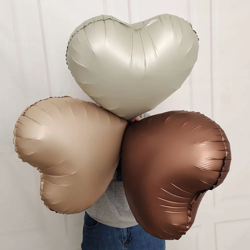 7pcs/set Beige Caramel Love Heart Giant Digital Ballons Set for Boy Girl Birthday Party Decoration Baby Shower Air Helium Balls