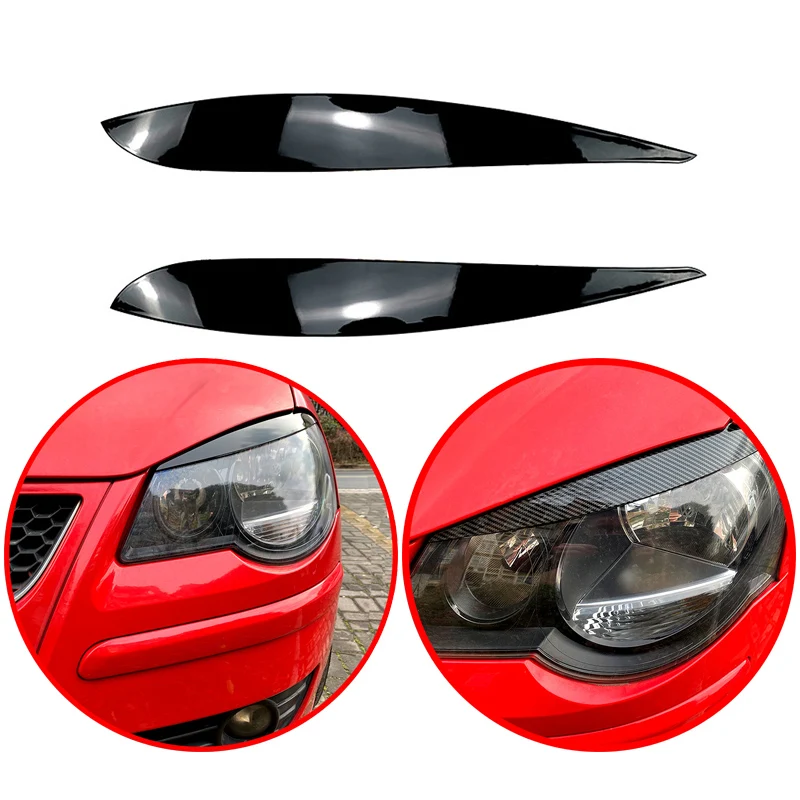 

Headlight Eyelid Eyebrow Trim Front lamp Lid Cover Brow Sticker For Volkswagen VW Polo MK4 9N 9N3 2005 2006 2007 2008 2009