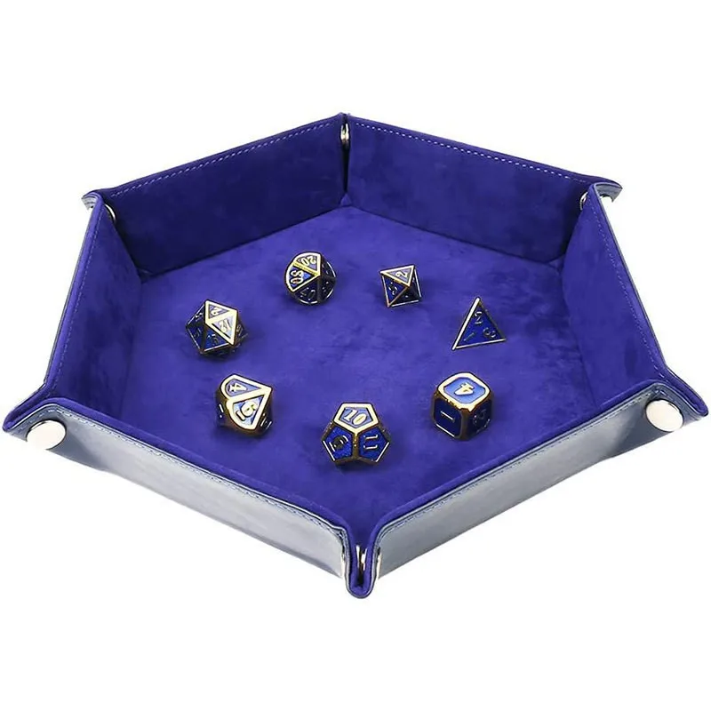 Hexagonal Velvet Dice Tray, Foldable Jewelry Storage Box, PU Tray, Tabletop Fruit Plate, Jewelry Box, Dice Tower