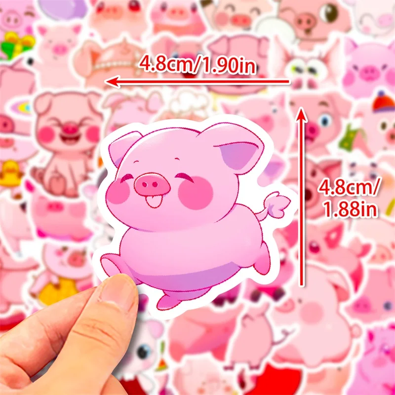 10/30/50PCS Cartoon Pink Pig PVC Sticker Aesthetic Children\'s Decoration Scrapbooking Korean Stationery School Supplies for Kids