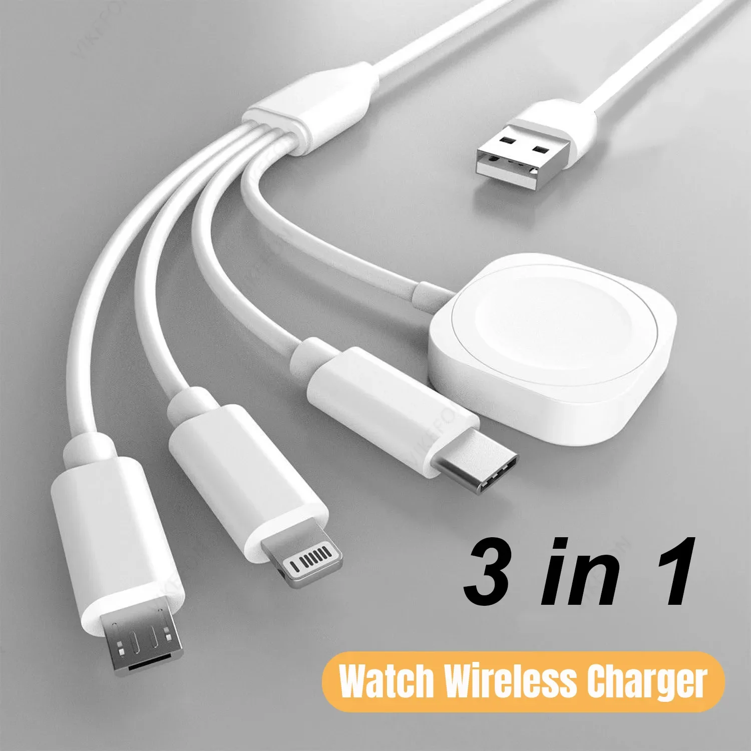 USB-A Watch Magnetic Wireless Chaeger Pad 3 in 1 Type-C Chargers Cable For iWatch 10/9/8/7/6/5/4/3/2 SE/Ultra PD Fast Charging