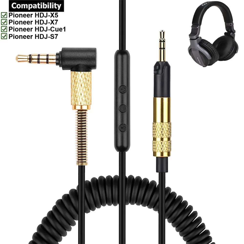 Replacement Spring Cable Extension Cord For Pioneer DJ HDJ-X5 HDJ-X5BT HDJ-X7 HDJ-S7 HDJ-CX HDJ-Cue1 HDJ-Cue1BT Headphones