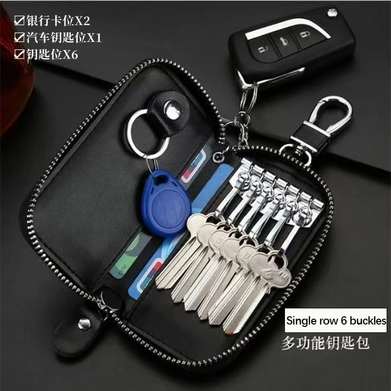 Lederen Portemonnee Sleutelhouder Huishoudster Keys Organizer Vrouwen Mannen Multifunctionele Covers Zipper Key Case Bag Card Hold Bag