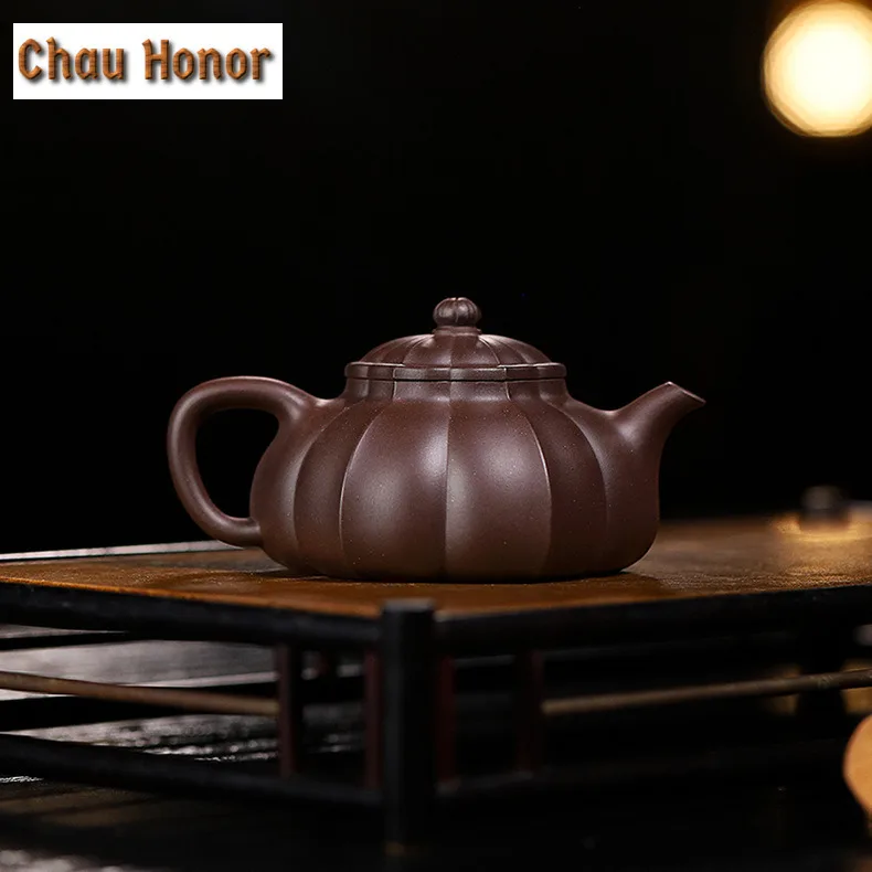 

170ml Aesthetic Yixing Purple Clay Teapots Handmade Half Moon Pot Raw Ore Purple Mud Kettle With Strainer Zisha Tea Set Ornament