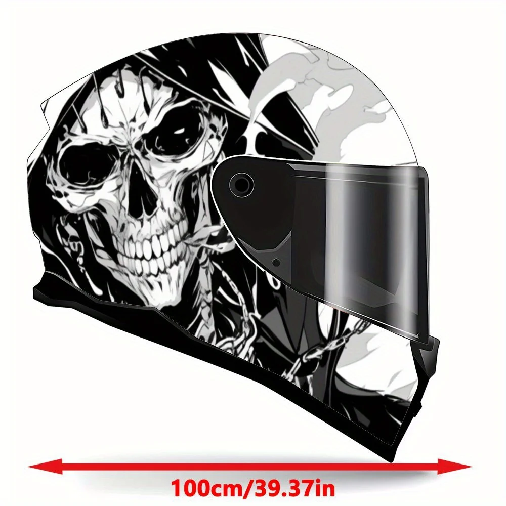 Gun - wielding Knight in Dark Cloak PVC Motorcycle Helmet Vinyl Wrap, Self-Adhesive Waterproof Sticker, Anti-Scratch Decorative