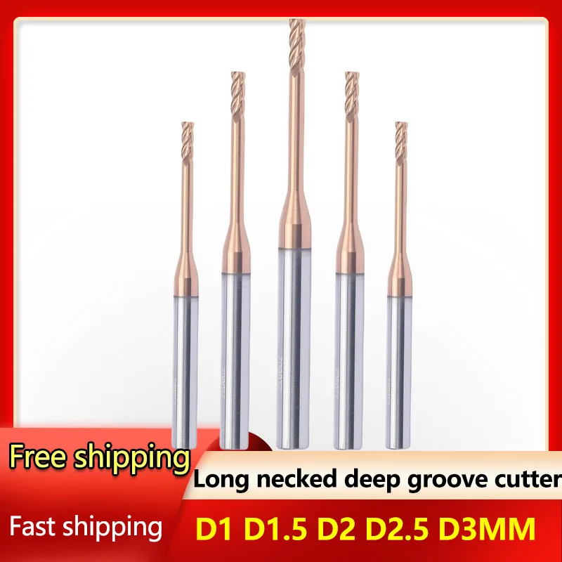 

HRC56 4 flutes Long Necked Deep Groove Cutter Tungsten Steel Milling Cutter CNC Router bits Lathe Tool Machine Tools