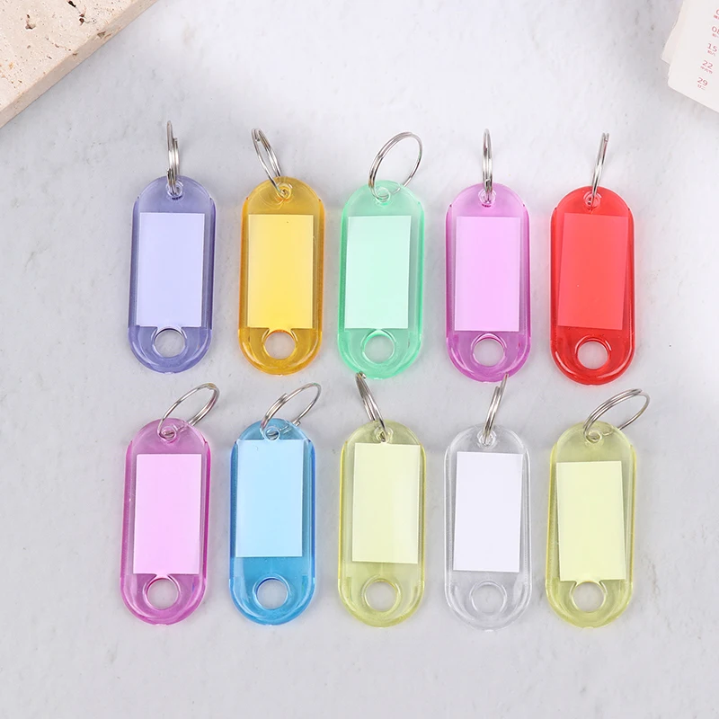 10Pcs Multicolor Keychain Key ID Label Tags Luggage ID Tags Hotel Number Classification Card Key Rings Keychain Random Colors