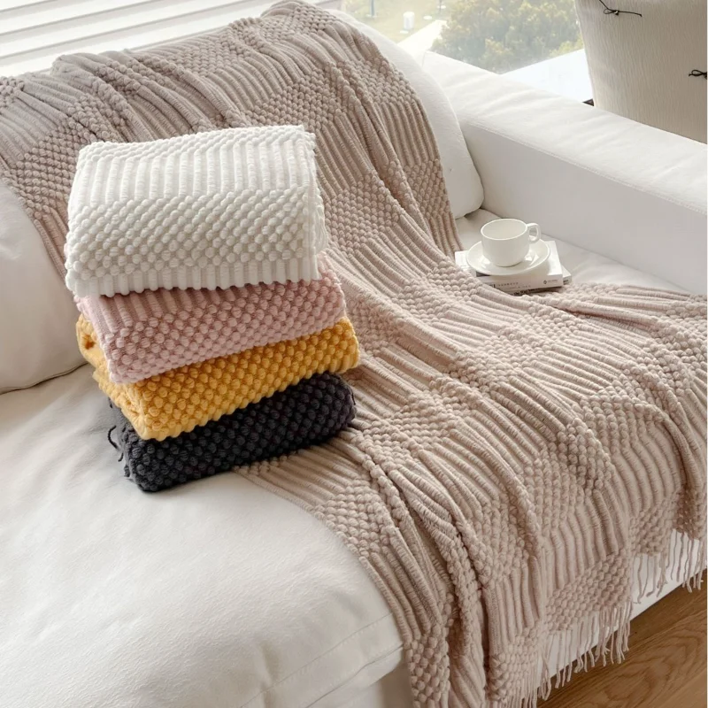 Modern sandstorm hair blanket homestay hotel decoration bed end towel office shawl blanket air-conditioned room nap blanket
