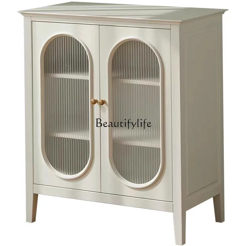 

Solid wood simple dining side cabinet Modern light luxury locker Multifunctional retro windshield storage cabinet