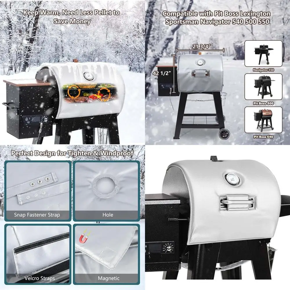 

Pellet Grill Insulation Cover for Sportsman Navigator 540/500/550 Models, Ideal for Winter Cooking and Pellet Conservation