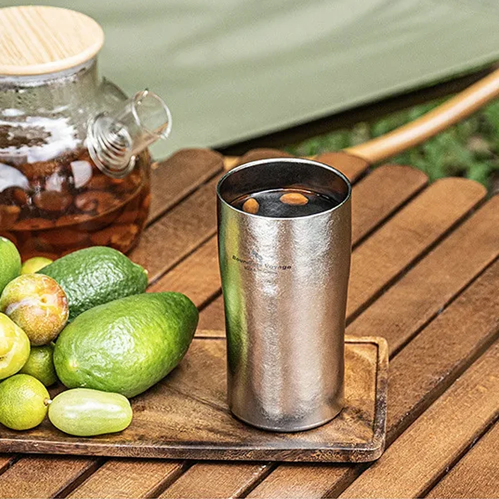 

Pure Titanium Double-Layer Beer Cup, Ultra Light And Heat-Resistant Coffee Water Cup,Outdoor Camping, Picnicking, Travel,A1572