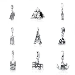 New Original 925 Sterling Silver Beads Charm Egypt Pyramid Fit Bracelet Women DIY Jewellry Making Gift