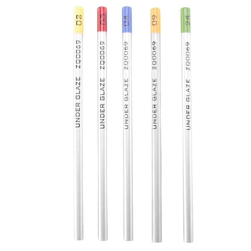 A16R-5Pcs Underglaze Pencils For Pottery For Decorating Fused Glass And Under Glaze Ceramics