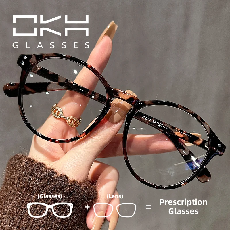 

OKH Oval Frame Women's Myopia Glasses Frame TR90 Eye Protection Anti-blue Glasses Prescription Eyeglasses Reading
