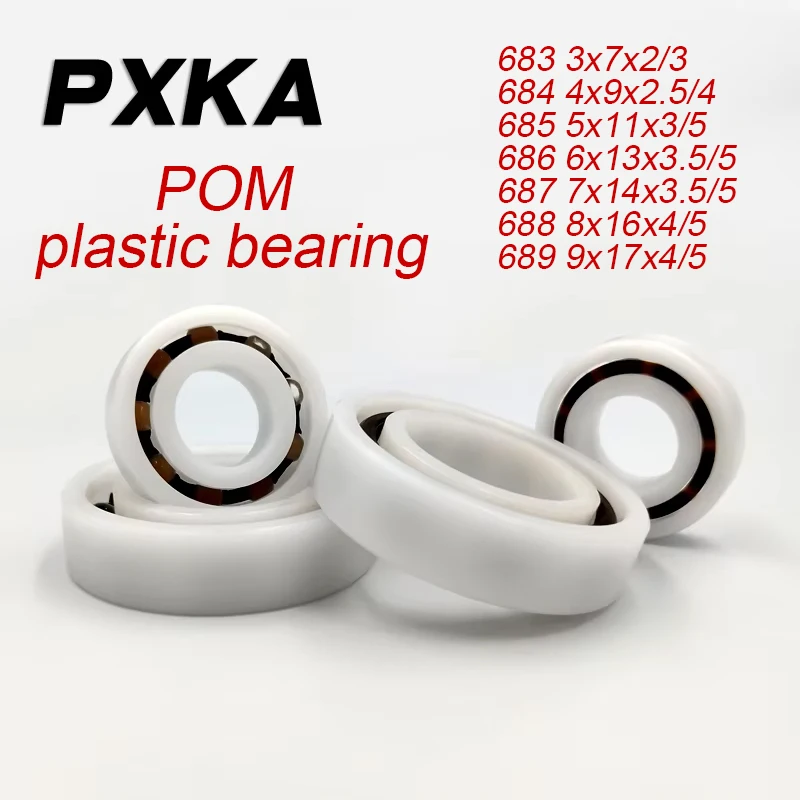 2/10Pcs 3x7x3 4x9x4 5x11x5 6x13x5 7x14x5 Plastic Bearing POM Bearings 683 684 685 686 687 688 689 Corrosion-Resistant Waterproof