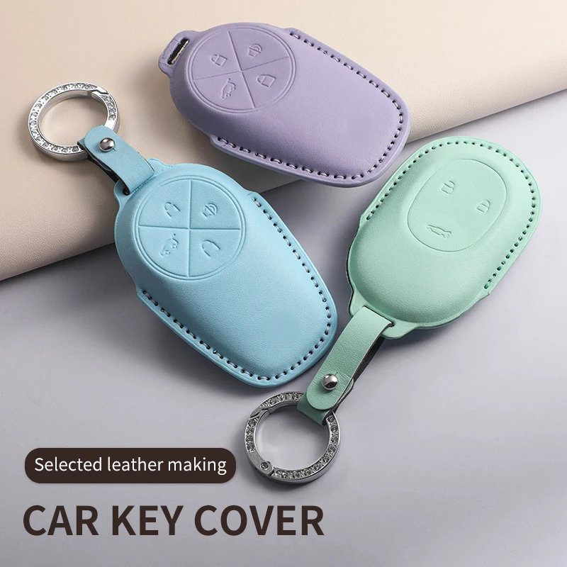 

PU Leather Car Remote Key Fob Case Keychain Cover for NIO EC6 ES6 ES7 ES8 ET7 ET5 ET9 2024