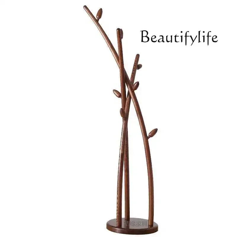 

Ash wood designer coat rack, living room floor hanger, household vertical all-solid wood hanger