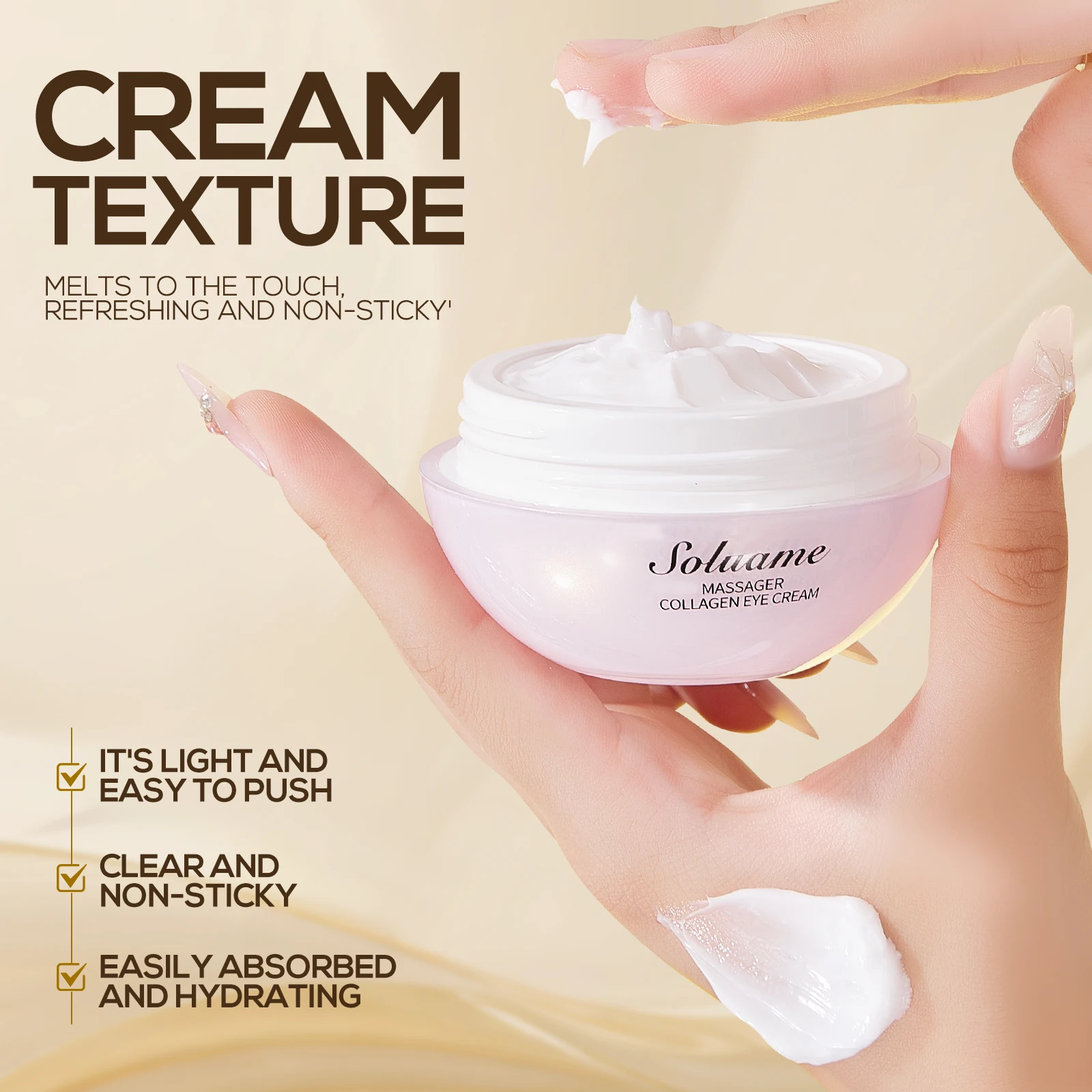 콜라겐 마사지 아이 크림 - 수분 공급 및 탄력 강화 아이 컨투어, 눈가를 부드럽게 케어하는 가벼운 젤 텍스처로 매끄러운 피부
