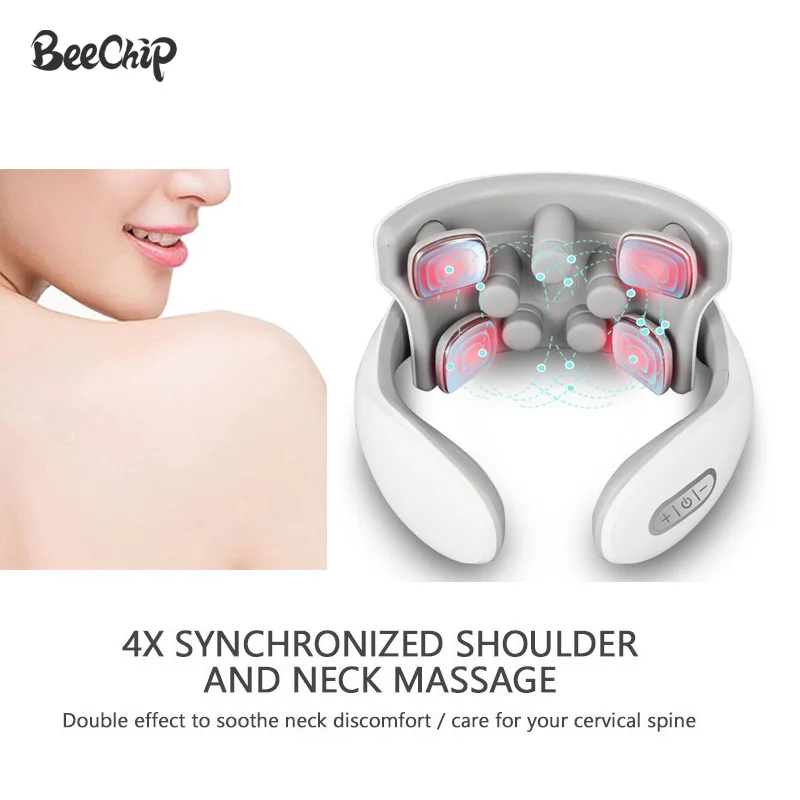 Neck Massage Intelligent Charging Heating Hot Pressing Magnetic Pulse Fashion Multi User Usage Portable Pulse Neck Massager